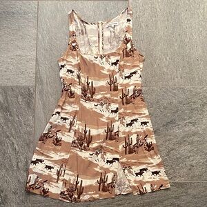 Reformation Brown and Cream Cactus Print Dress